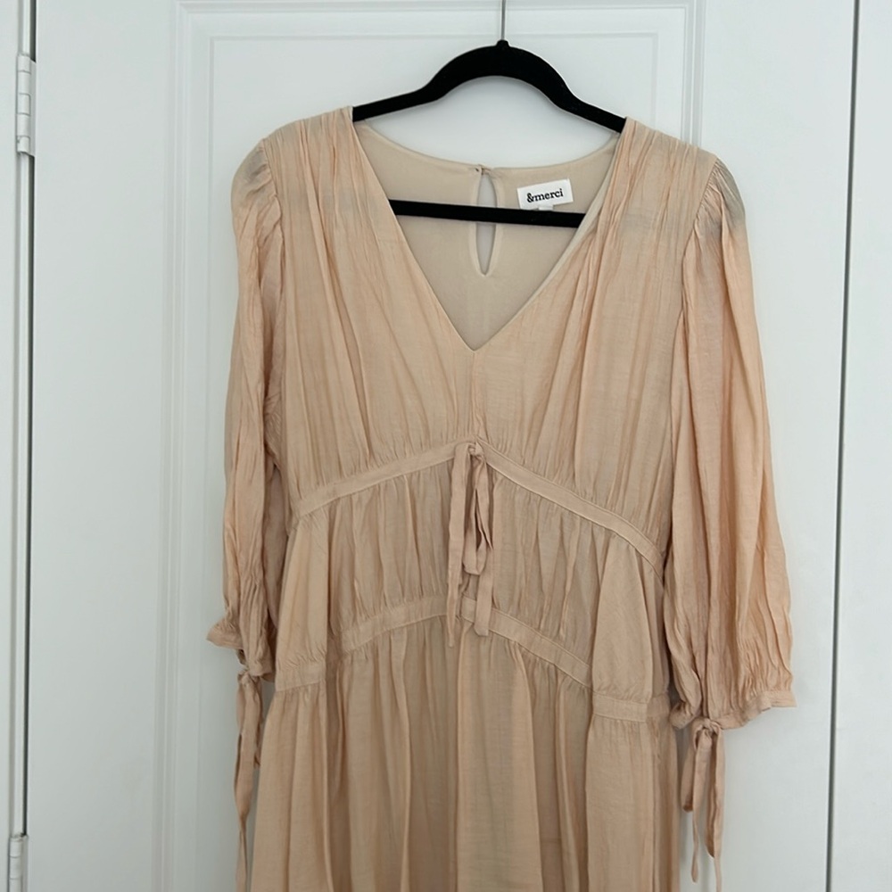 Peachy/nude midi high low dress